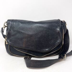 Henri Bendel Black Pebble Glitter Genuine Leather Purse Crossbody